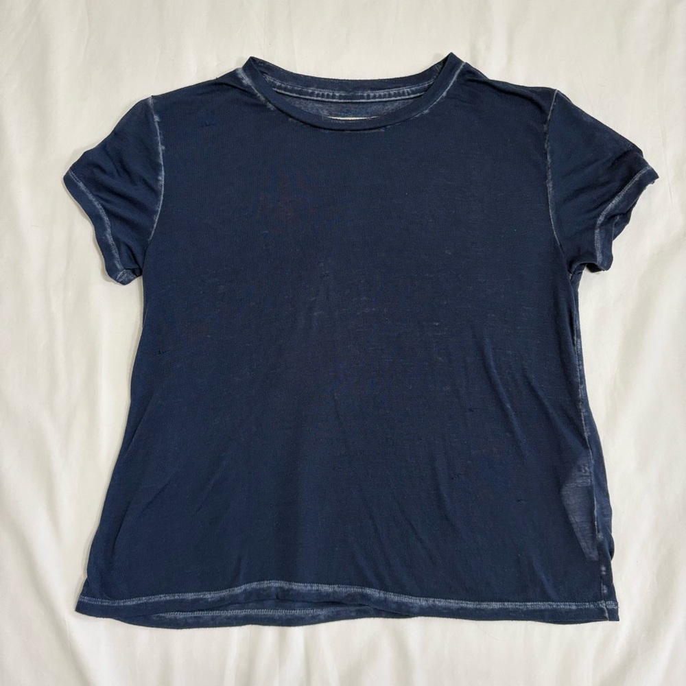 Abercrombie & Fitch Women's Distressed Short Sleeve T-Shirt Blue Size‎ XS